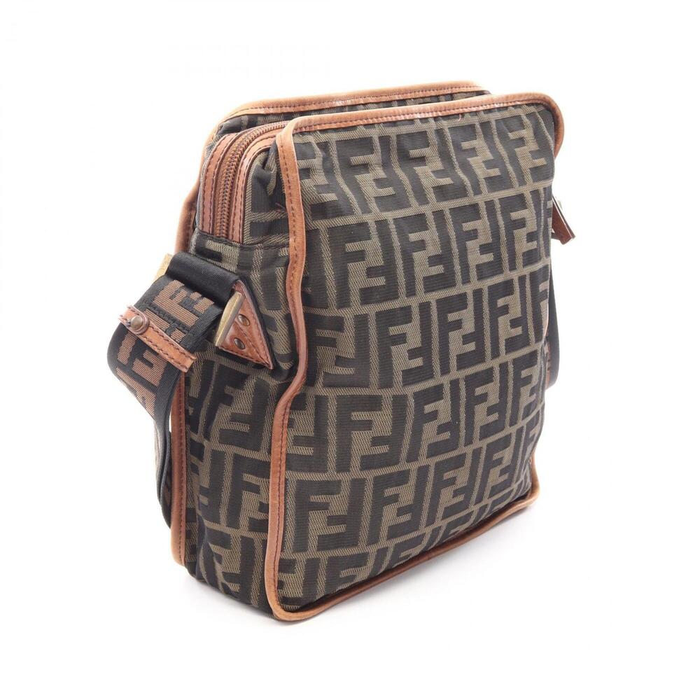 Fendi Zucca Shoulder Bag/Handbag, Canvas and Leather, Women's, Brown/Black, 7... - Picture 2 of 10